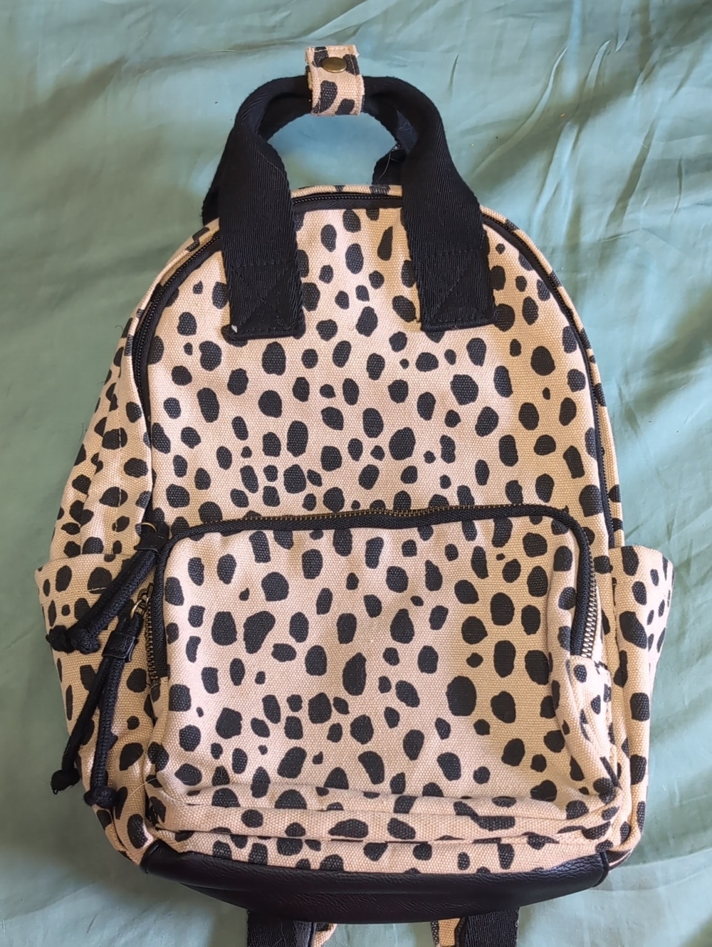 Cheetah Spotted Backpack - Black & Cream
